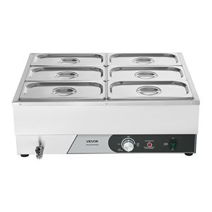 Scaldavivande Elettrico Commerciale 1500W in Acciaio Inox, Riscaldamento Rapido, Buffet da Banco con Coperchio Riscaldante a Vapore - Product Image 1