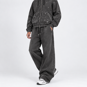 Joggers vintage délavés personnalisés pour femmes, pantalons de survêtement décontractés coupe ample en mélange de coton, style streetwear, bas de tenue tendance - Product Image 3
