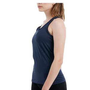 Camiseta Deportiva Personalizada para Mujer, Color Azul Oscuro, Estilo Racerback, Sin Mangas, para Gimnasio, Fitness, Running, Yoga, Transpirable, de Secado Rápido y Elástica - Product Image 2