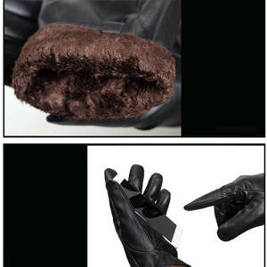 Gants d'hiver en cuir véritable pour hommes, gants chauds doublés thermiquement pour les activités de plein air et la conduite - Product Image 5