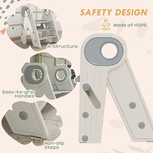 Sgabello da Cucina Regolabile e Pieghevole con Maniglie Antiscivolo, Arredo per Bambini per Lavabo Bagno, Grigio - Product Image 6