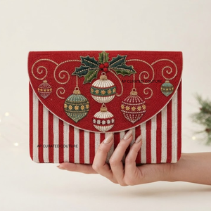 Hot Selling Grinch Embroidered Clutch <b>Pink</b> Green Checkered Pattern Handmade Beaded Women’s Handbag Customized Christmas <b>Party</b> - Product Image 6