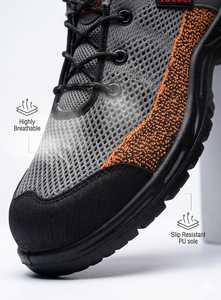 Calzado deportivo Flytex gris y naranja con cordones de seguridad para aplicaciones aeroespaciales - Product Image 3