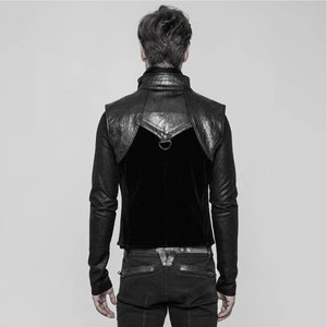 เสื้อกั๊กหนังเทียมสไตล์โกธิคพังก์สำหรับผู้ชาย ขายดี ตกแต่งด้วยกระดุมโลหะ สายรัดแบบดีริง ซิปหน้า รุ่น 2026 - Product Image 5