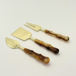 En gros, Ensemble de couteaux à beurre et à fromage à manche en résine, lames en acier inoxydable poli or, style vaisselle occidentale, en Inde - Product Image 4