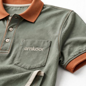 Chemise Oxford en coton unie pour homme, manches courtes, coupe classique, bordure contrastante, tenue décontractée, logo sur le devant - Product Image 6