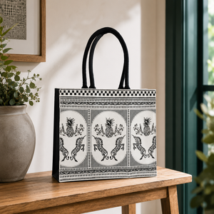 Custom Logo Printed Cotton Canvas Tote Bag 38x33x11 cm Black Gusset Reusable Shopping Promotional Wholesale Exporter OEM ODM B2B - Product Image 6