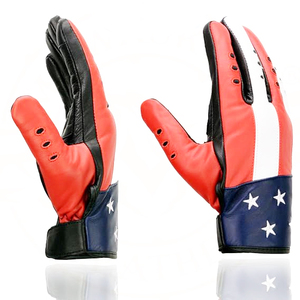 Samroz Sports Men's Black Leather i-<b>Touch</b> <b>Screen</b> Compatible Motorcycle Hand <b>Gloves</b> w/Stars - Product Image 4