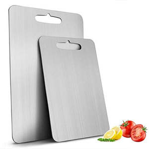 Planche à découper rectangulaire en acier inoxydable, antidérapante, facile à nettoyer, durable, non toxique, pour la cuisine - Product Image 1