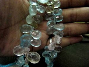 Collier de perles facettées en aquamarine naturelle multicolore, forme poire, 8 pouces de long - Product Image 2