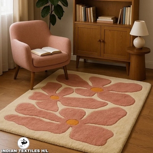 Alfombras Modernas de Diseño Hechas a Mano para Sala de Estar, de Lana, con Patrón Indio, Azul y Rojo, Venta al por Mayor, Wilton - Product Image 1