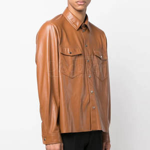 Chemise en cuir pour homme tendance, 100% coton, style décontracté unique, en vente en ligne - Product Image 3