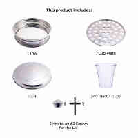 ENSEMBLE EXCLUSIF DE PLATS À DOUBLE NIVEAU EN ACIER INOXYDABLE POUR COMMUNION, 80 Gobelets en Plastique, Finition Miroir, Robuste et Durable, Passe au Lave-Vaisselle