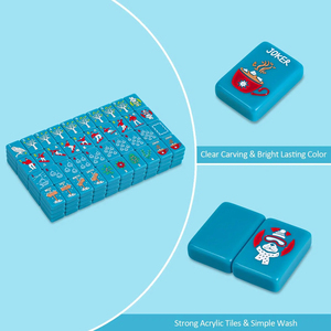 Premium Teal Blue American <b>Mahjong</b> <b>Set</b> Unique Engraved Ski Winter Tiles Professional Custom <b>Mahjong</b> Game <b>Set</b> - Product Image 5