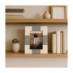 Premium White and <b>Black</b> Resin Inlay Picture <b>Frame</b> Durable MDF Base Handcrafted <b>Photo</b> Display <b>Frame</b> for Modern Home and Hotel - Product Image 5