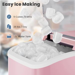Máquina de Hielo Portátil de Sobremesa con Producción de 26 lb/24 h, 9 Cubos de Hielo en 6 Minutos, Autolimpieza y Funcionamiento Silencioso - Product Image 3