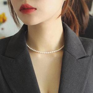 Collar de Alta Gama con Colgante de Flor, Botón de Flor de Ciruelo, Perla de Agua Dulce, Cuentas de Mijo Natural, Cadena para Clavícula - Product Image 2