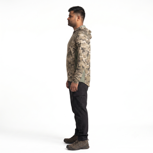 Sun Protection Hooded Merino Camo Long Sleeve Tee for Waterfowl Hunting - Product Image 3