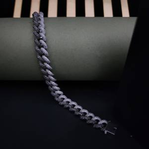 สร้อยข้อมือเงินแท้ 925 ประดับเพชรทรงกลมเจียระไนแบบไมโครเพฟ สไตล์ฮิปฮอป สำหรับผู้ชาย เหมาะสำหรับใส่ทุกวัน - Product Image 2