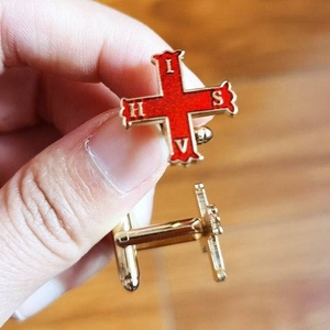 <b>Red</b> Cross of Constantine Metal Pin Gold-Plated <b>Red</b> Enamel Cross Custom Formal Accessories Freemason Masonic Regalia - Product Image 2