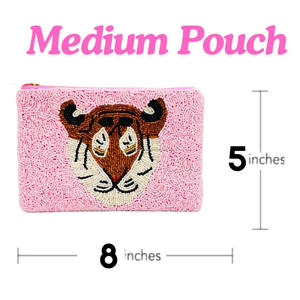 Handmade Beaded Embroidery Tiger Coin Purse Seed Beads Zipper <b>Wallet</b> Custom Gift Designer Fashion Luxury Compact Unisex - Product Image 3