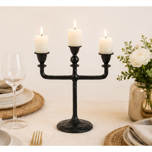Fine Quality <b>Black</b> Iron <b>Candelabra</b> 3 Arm Candle Holder Handcrafted Cast Aluminum Metal Candlestick for Wedding Table Centerpiece - Product Image 2