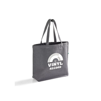 Sac fourre-tout imprimé en coton recyclé avec soufflet de fond |   Sac de courses réutilisable écologique avec logo personnalisé promotionnel