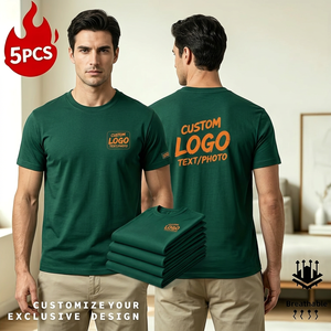 T-shirt à manches courtes vert pour homme avec logo personnalisé, 100% coton, coupe classique, col rond, jersey respirant, design décontracté, impression par transfert thermique - Product Image 2