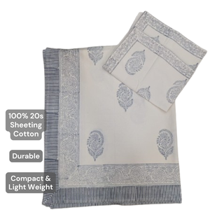 Handmade Pigment Printed Intricate Floral 3-Piece <b>King</b> <b>Size</b> 100% Cotton 200TC Machine Washable Durable Flat <b>Bed</b> <b>Sheet</b> <b>Set</b> - Product Image 4
