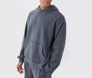 ชุดเสื้อฮู้ดดี้และกางเกงวอร์มสีพื้นสำหรับผู้ชาย – ชุดลำลองทรงหลวมใส่สบายสำหรับสวมใส่ทุกวัน - Product Image 5