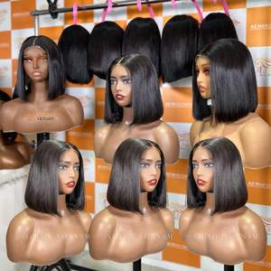 Offre Spéciale de luxe Bob perruques perruques de cheveux humains sans colle soyeux droite vietnamien faisceaux de cheveux HD dentelle frontale perruque prix de gros - Product Image 1