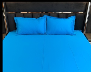 Ensemble de draps en coton bleu turquoise en gros avec taies d'oreiller assorties, collection Manlove pour la literie de maison et d'hôtel - Product Image 2