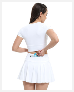 Mini-jupe plissée blanche à taille basse, 100% coton respirant, décontractée, été, pour femmes - Product Image 2