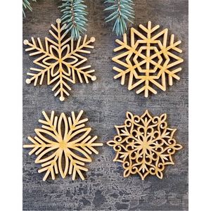 Wholesale Laser Cut Wooden Christmas Tree <b>Snowflake</b> Ornaments Holiday Hanging Decor Bulk Xmas Tree <b>Decorations</b> Factory Direct - Product Image 6
