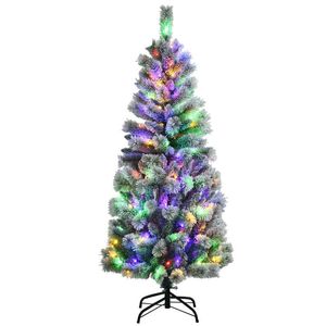 5 Feet Pre-Lit Snow Flocked Christmas <b>Tree</b> with 9 <b>Lighting</b> Modes Elegant Holiday Decoration - Product Image 1