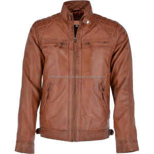 Chaqueta de cuero genuino de cordero negro para hombre de alta calidad, tamaños personalizados, accesorio de invierno de moda de Pakistán - Product Image 1