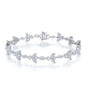 RAMDUT IMPEX Silver/Gold Moissanite Brilliant Cut Channel Setting Tennis Bracelet Geometric Design Trendy Unisex Party <b>Gift</b> GRA - Product Image 1
