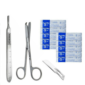 Premium Manual <b>Suture</b> Stitch Scissors 4.5 Inch Scalpel Handle Surgical Blades Stainless Steel Medical Instrument <b>Kit</b> - Product Image 1