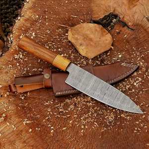 Mejor Proveedor de Cuchillos de Cocina de Acero de Damasco: Cuchillo de Chef de Acero de Damasco Hecho a Mano de 12 Pulgadas con Mango de Madera de Olivo, Serie Celestial Dust - Product Image 1