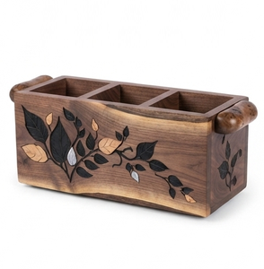 Support de Couverts et Cuillères en Bois Peint à la Main, Type Caddy de Table, Durable, pour Cuisine et Maison - Product Image 1