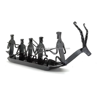 Figurine de bateau tribal du Kerala en fer forgé artisanal, Art de Bastar, Objet décoratif, Noir, Léger, Durable, Décoration intérieure, Logo personnalisé