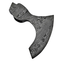 Burraq Hachette de fendage à dos plat en acier Damas, qualité industrielle supérieure, faite à la main, avec étui en cuir, pour le camping