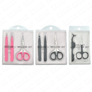 Juego de 3 piezas de herramientas de belleza de acero inoxidable negro premium, pinzas y tijeras para cejas con punta inclinada, kit de cuidado personal de marca privada - Product Image 6