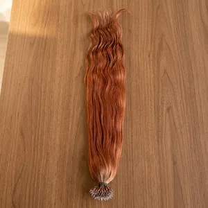 Nano <b>Ring</b> Indian Hair Extension Ash Blonde Double Drawn Remy Cuticle Aligned Pre-Bonded Human Hair Extensions Raw Hair - Product Image 6