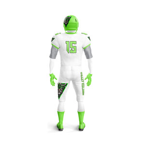 Conjunto de Uniforme de Fútbol Americano Personalizado en Blanco y Verde Neón – Jersey y Pantalones de Fútbol Sublimados de Primera Calidad, Uniformes de Equipo Personalizados - Product Image 3