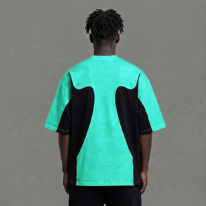 Camiseta de hombre con logo frontal, estilo urbano, transpirable, con bloques de color, manga corta, ribete en contraste, cuello redondo, informal, de algodón, talla Regular - Product Image 6
