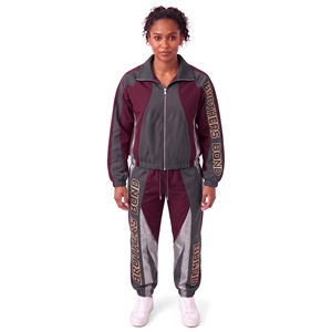 Survêtement personnalisé en sublimation camouflage pour femmes et hommes, veste zippée à panneaux contrastés, pantalon de jogging, streetwear rétro, ensemble deux pièces - Product Image 6