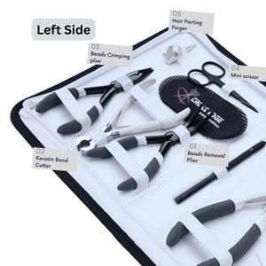 Kit d'outils pour extensions capillaires : Pince à micro-perles, Pince à décollement, Coupe-extensions à la kératine, Pince à ouverture/fermeture pour extensions adhésives, Ciseaux à boucles et crochets, Pinces - Product Image 4