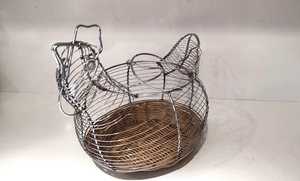 Vintage French Wire <b>Egg</b> <b>Basket</b>: Rooster Design, Farmhouse Decor - Product Image 6