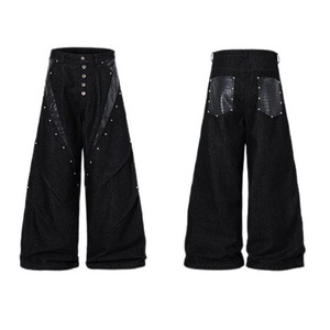 Soft Black Leather Cargo Pants Casual Slim Fit Motorcycle <b>Men</b> Leather Pants With Pocket <b>Men's</b> Sweatpants Stacked Pants - Product Image 1